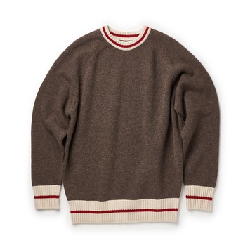 AMFEASTLine Round Neck Sweater(Brown/Red Line)30%OFF