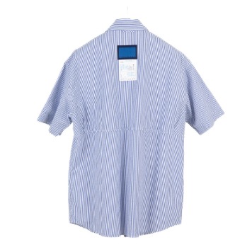 DOCUMENTBack Logo Striped Half Shirt(Blue)