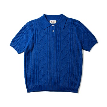 AMFEASTFishermen Summer Button Collar Knitwear(Blue)