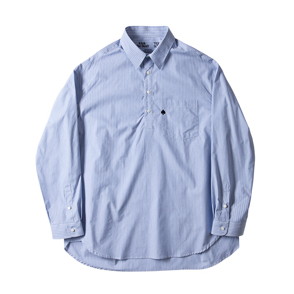 BEAT &amp; SLNCSpade Embroidered Relaxed Pullover Shirts(Blue Stripe)