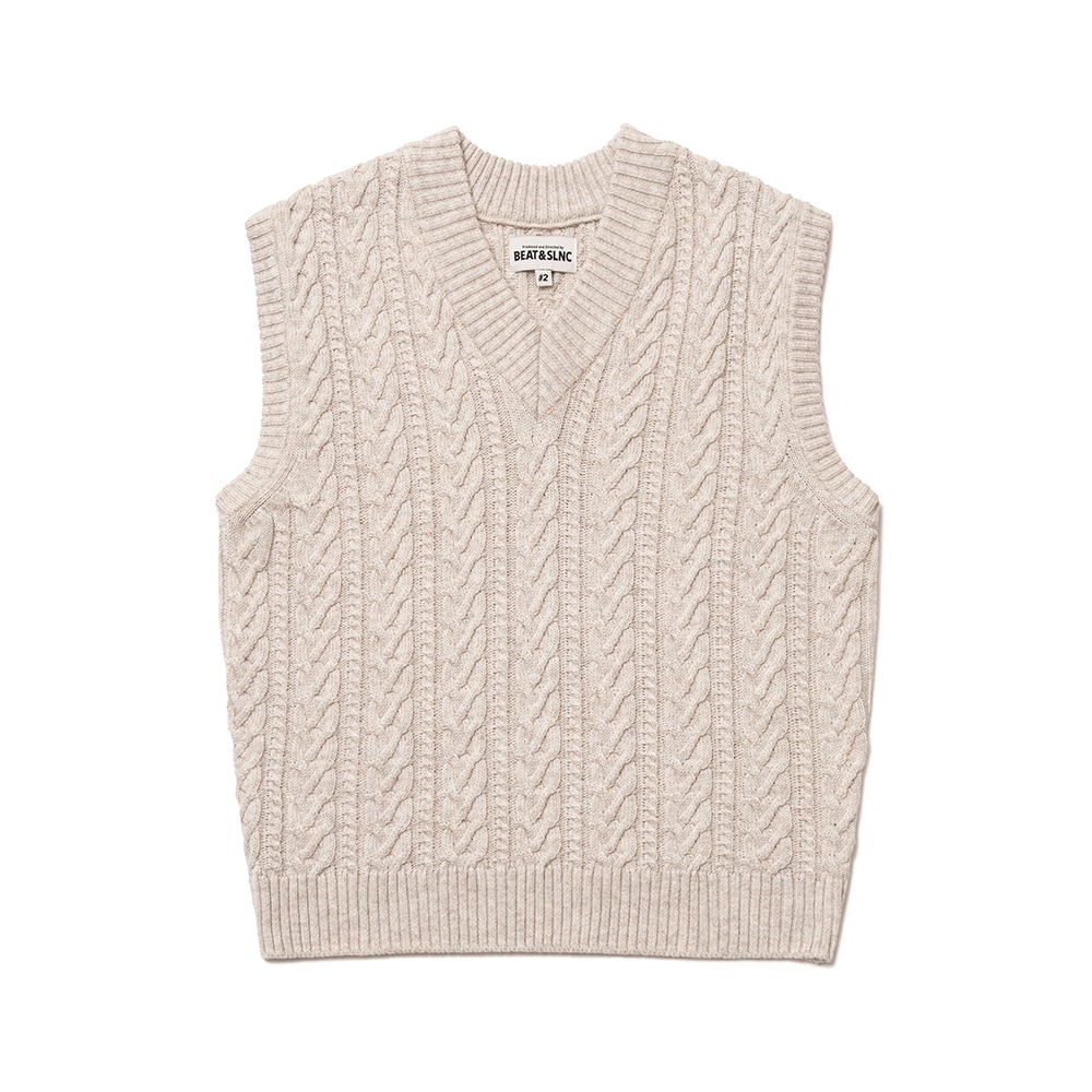 BEAT &amp; SLNCNocturne Cable Knit Vest(Cream)