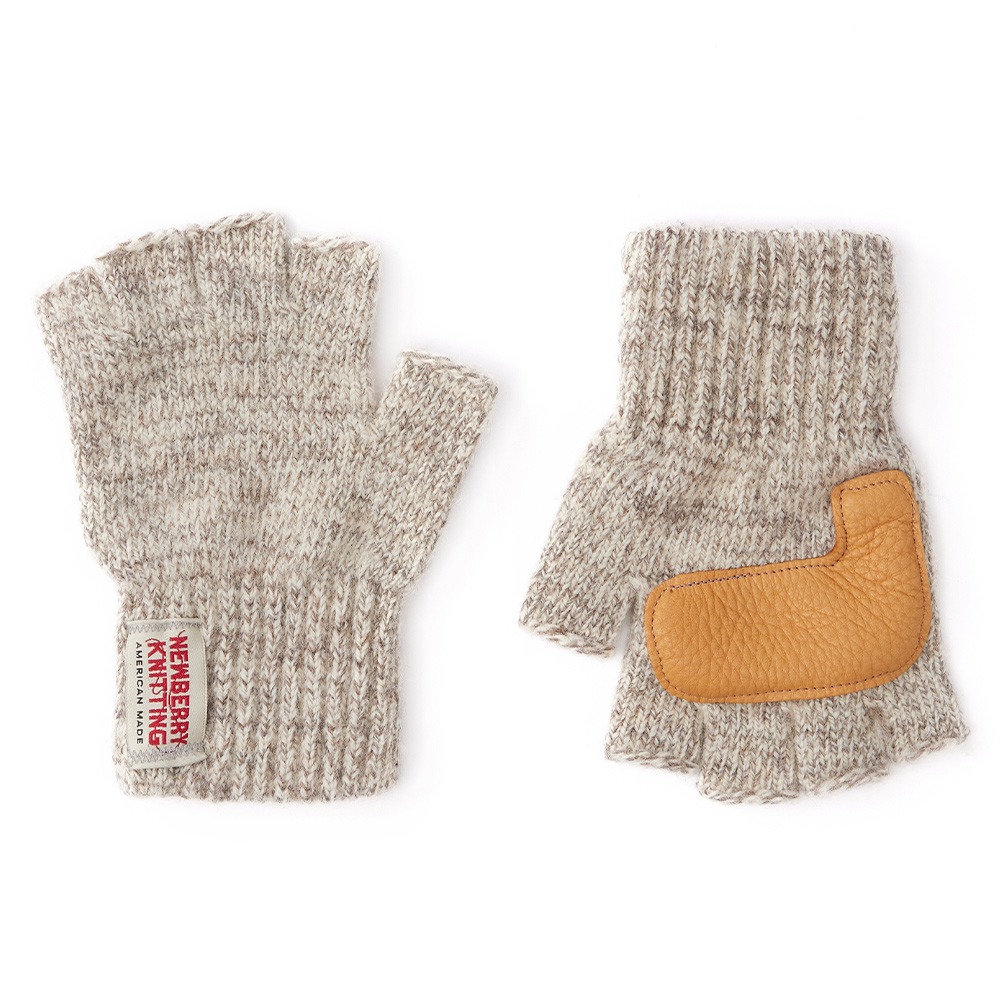 NEWBERRY KNITTINGFingerless Gloves with Deer Skin(Oatmeal / S size)20% OFF