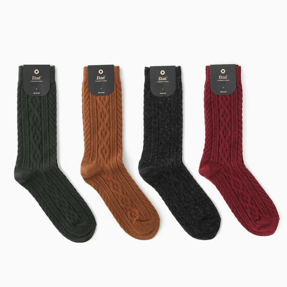 SOCKSTAZETZELCashmere Blended Cable Knit SocksOnly for Men: 250~285 mm(4 Colors)