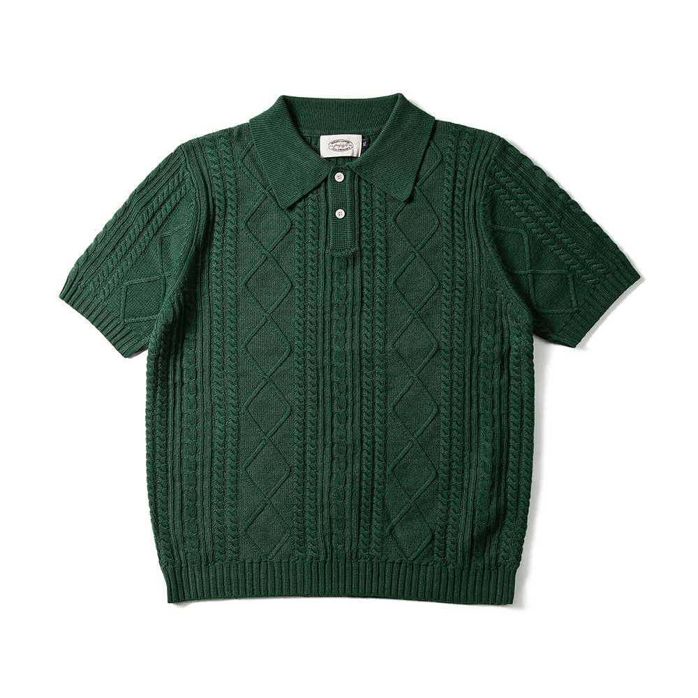 AMFEASTFishermen Summer Button Collar Knitwear(Green)