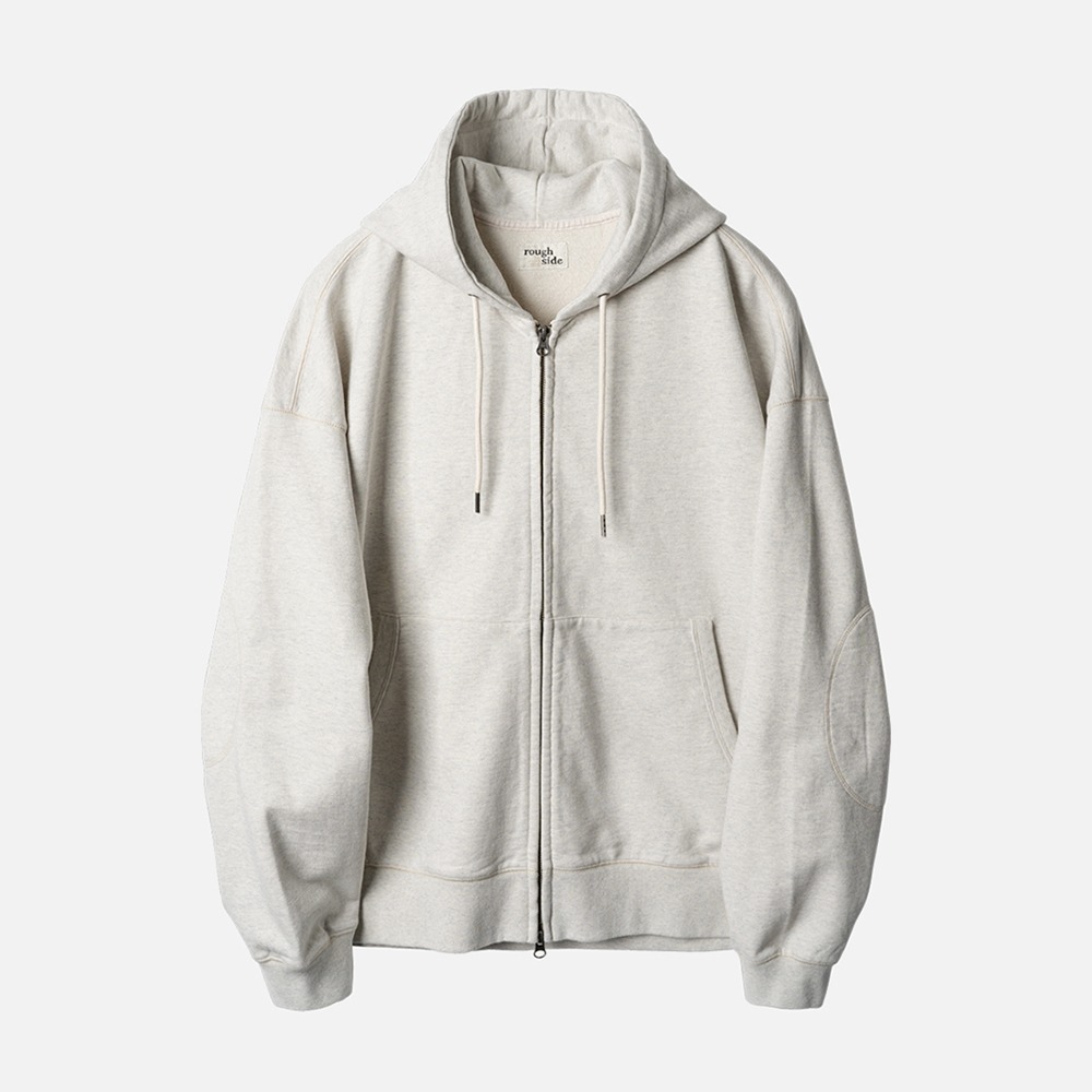 ROUGH SIDEOversized Zip Up Hoodie(Oatmeal)