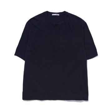 POTTERYShort Sleeve Basic T-ShirtFine Cotton 30/1 Single Jersey Soft Finished(Navy)