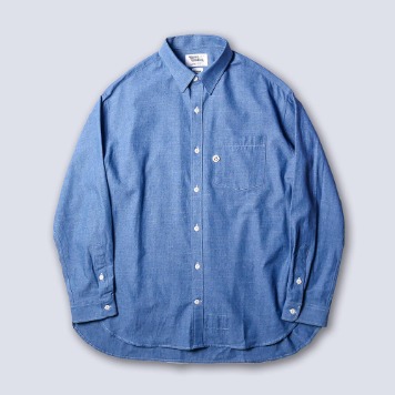 TEXT SLNC X NAMER CLOTHING*RESTOCK*Smile Button Relaxed Shirts(Chambray)