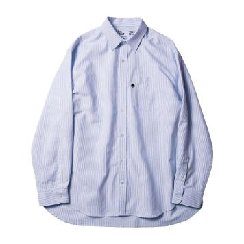 TEXT SLNC X KICK THE BEATSpade Embroidered Relaxed Oxford Shirts(Blue Candy Stripe)