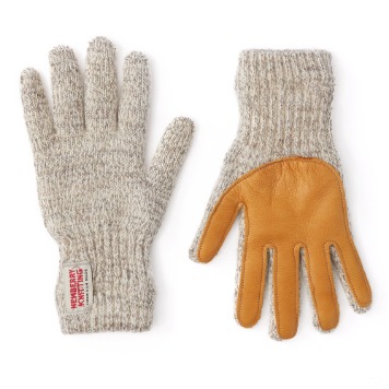 NEWBERRY KNITTINGWool Gloves with Deer Skin(Oatmeal)