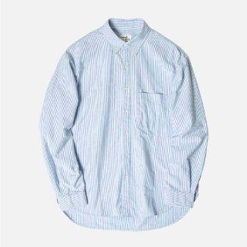 ROUGH SIDE103.Shirring Shirt Oxford(Blue Stripe)