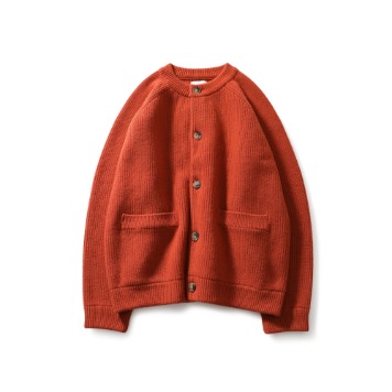 HORLISUN22FW Annette Superfine Wool Heavy Knit Cardigan(Rust Orange)