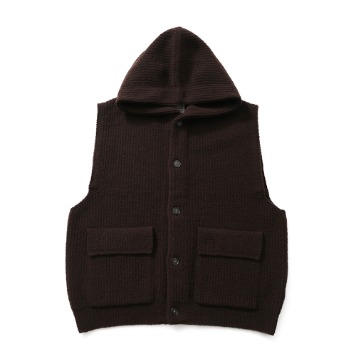 HORLISUNAcorn Hoodie Vest Boucle Cardigan Knit(Brown)