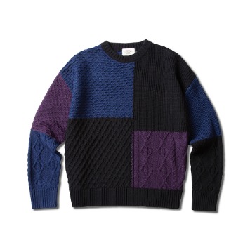 AMFEASTColored Patchwork Sweater(Navy)
