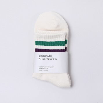 SOCKSTAZStripe Pile Short Socks(Green/Purple)