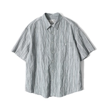 HORLISUNPerth Dobby Stripe Short Sleeve Shirt(North Green)
