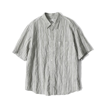 HORLISUNPerth Dobby Stripe Short Sleeve Shirt(Olive)