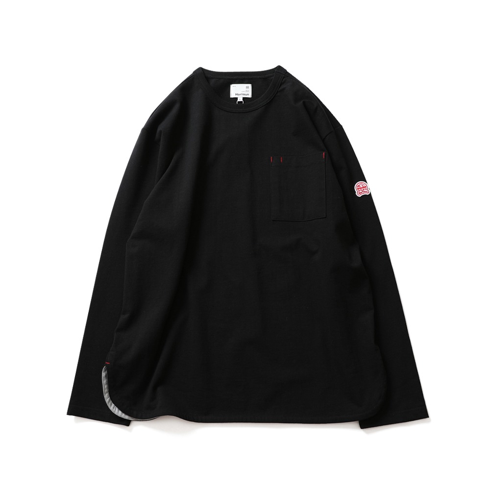 HORLISUNEmery Long Sleeve Pocket Seasonal T-shirts(Black)