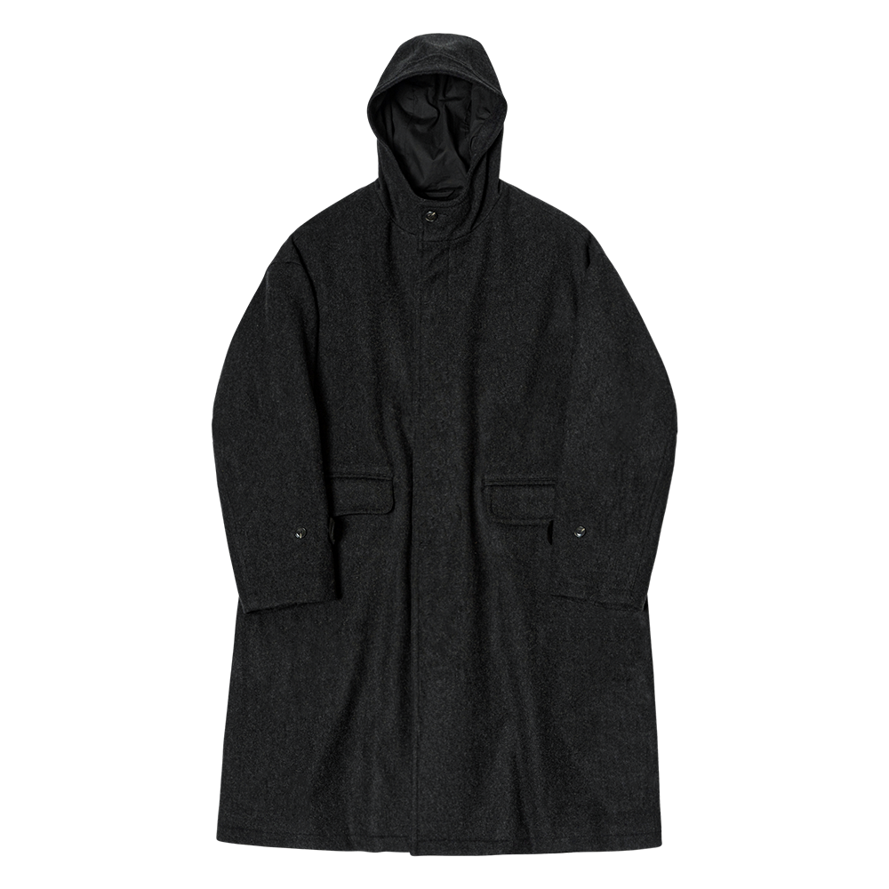 ROUGH SIDEHooded Rover Coat(Ash Black - Wool)