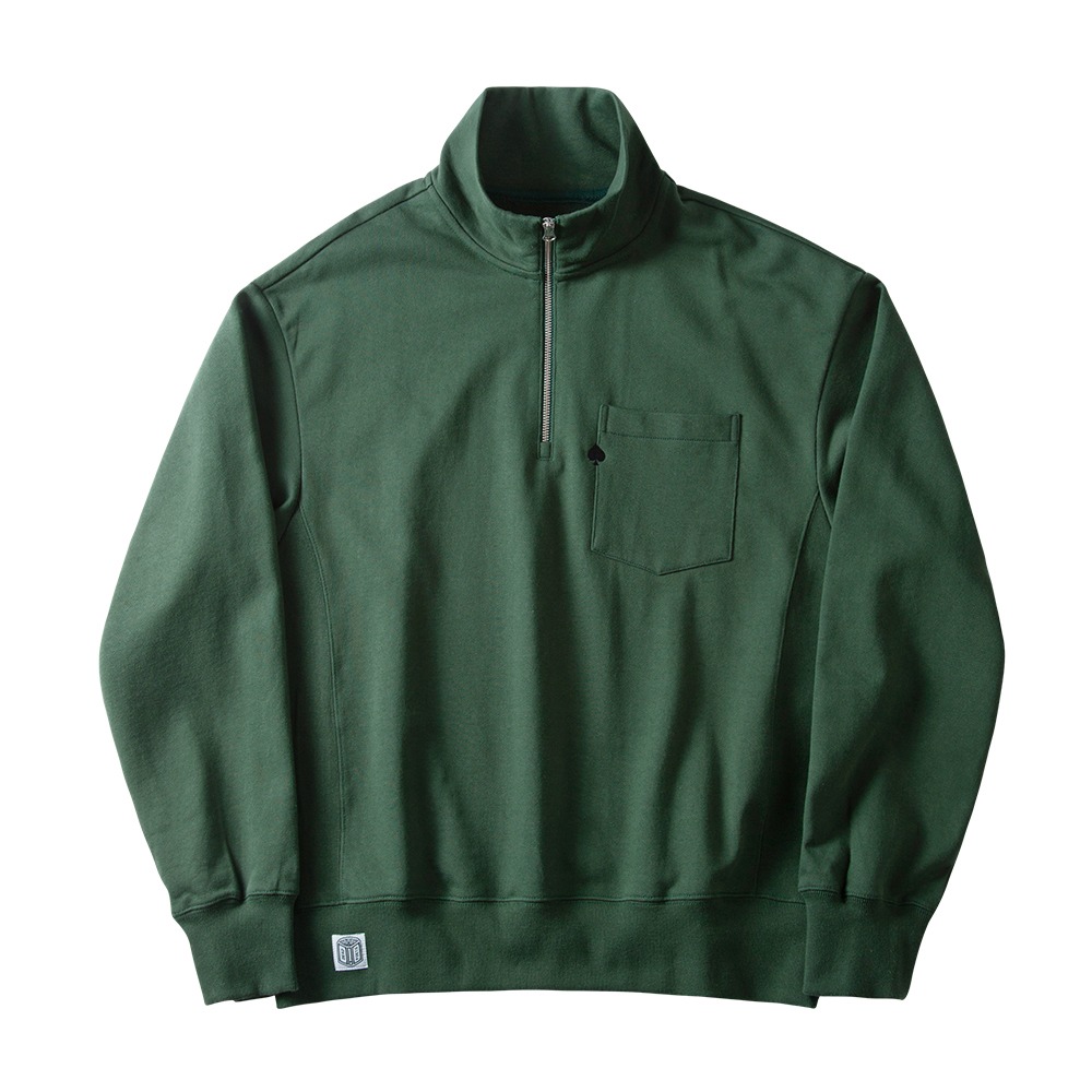 BEAT &amp; SLNCHalf Zip Pocket Sweat Shirts(Green)