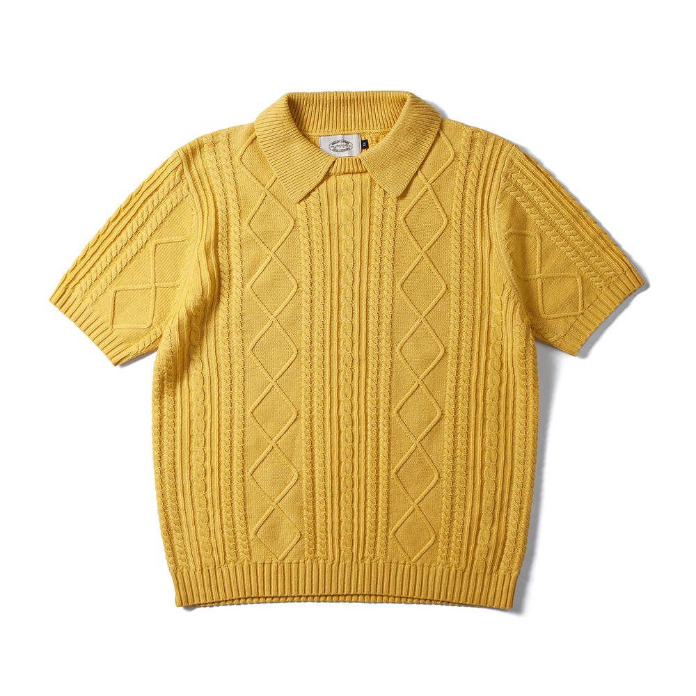 AMFEASTFishermen Summer Round Collar Knitwear(Mustard)