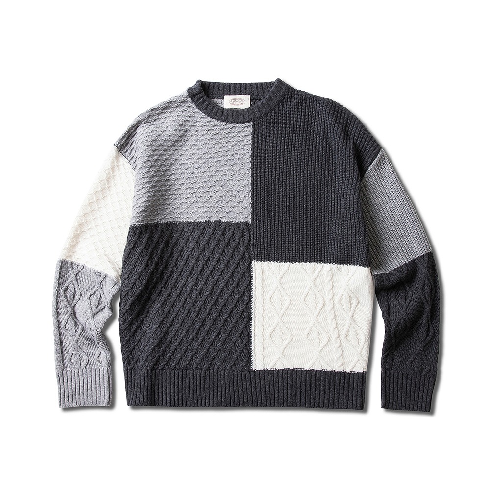 AMFEASTColored Patchwork Sweater(Gray)