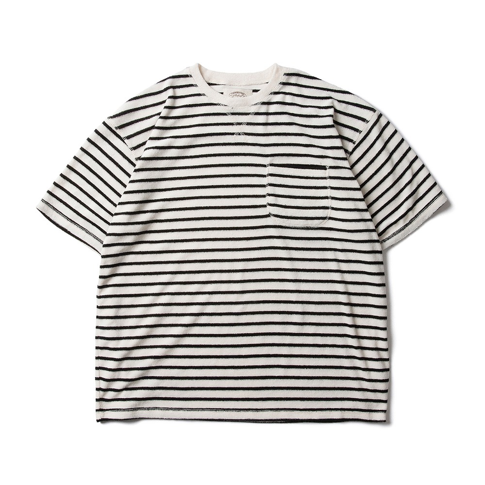 AMFEASTStriped Terry Pocket T Shirts(Black)
